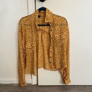 Orangey w/ white small flowers Cardigan